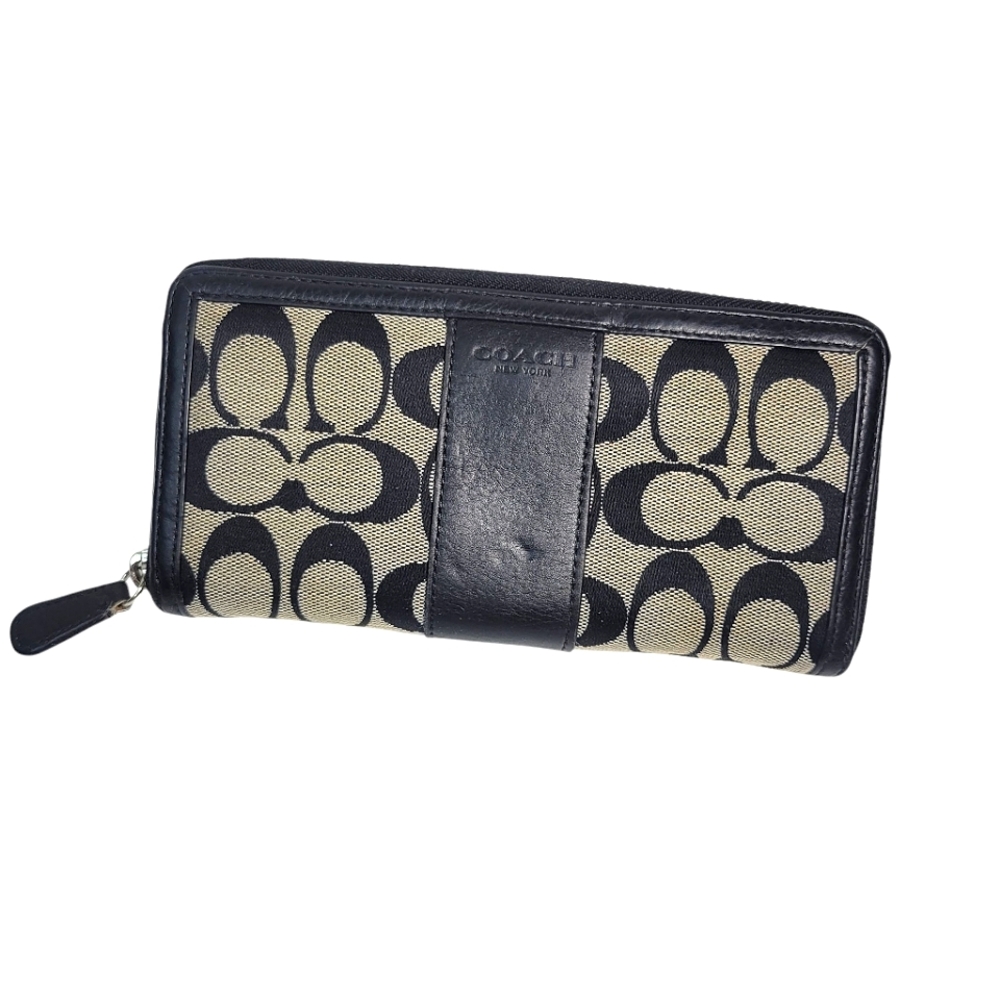 Coach Black and tan monogram Women's Wallet